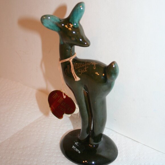 Deer MCM McMasters Red Clay Pottery * Red/Blue/Green Figurine - Picture 1 of 5